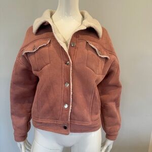Etophe Studios Pink Corduroy Jacket with Sherpa Lining